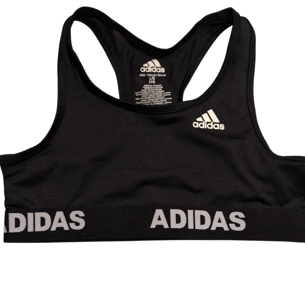 Adidas Black and White Logo Sports Bra